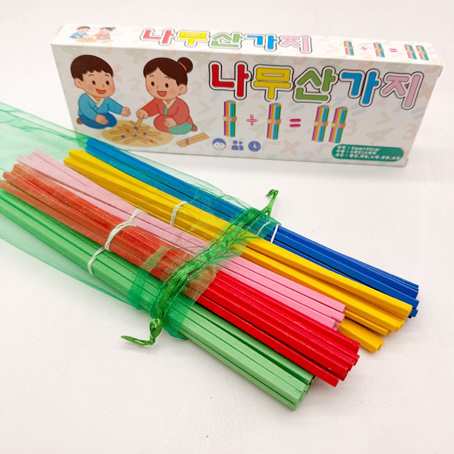 나무 산가지 20cm (5색*10개씩), 1개, 혼합