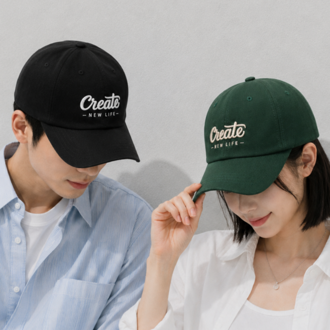 어썸H 1+1 캡모자 남녀공용 Create 자수 볼캡 빅사이즈 야구모자