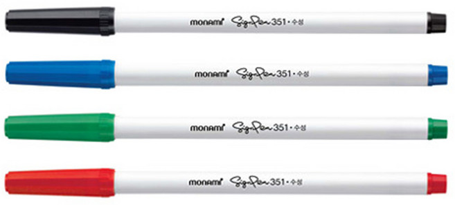 모나미 351 사인펜 1타12입 수성 수성펜 싸인펜 필기 낙서 방명록, 흑