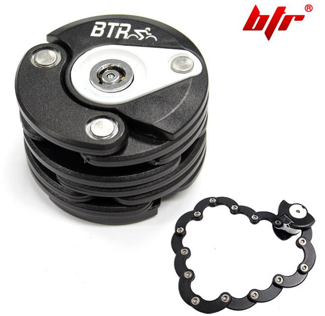 BTR 자전거 자물쇠 열쇠 와이어 관절락 도난방지 잠금장치, 선택10.자물쇠+BTR 14관절락, 1개