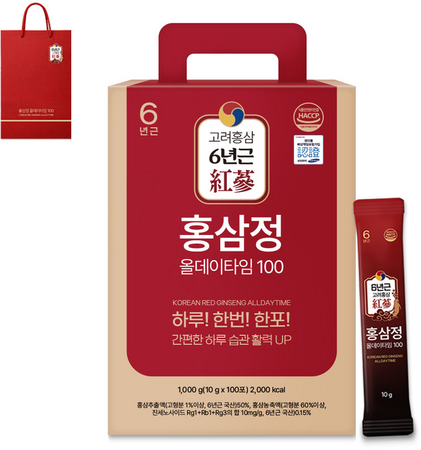 1+1 홍삼정 올데이타임 100 대용량+쇼핑백, 1개, 1L