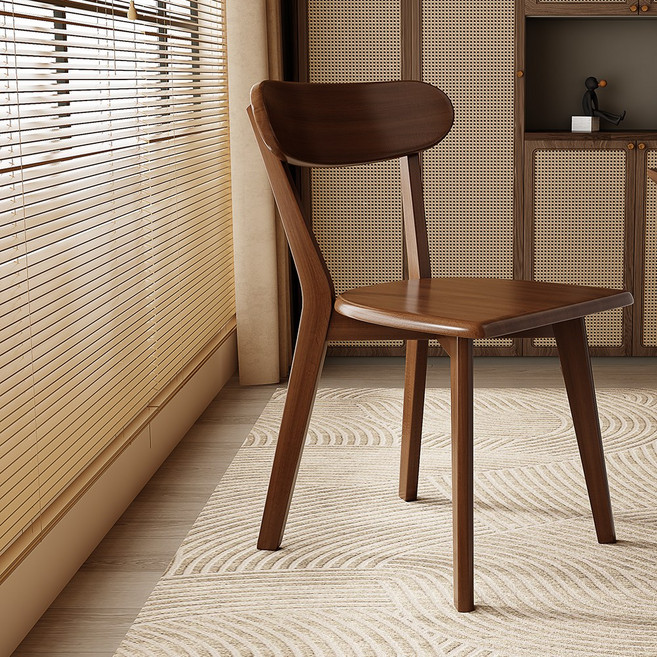 H N Quality Home 고무나무 원목 식탁의자 2P 세트 카페 인테리어 견고한 구조, 2개, 검은호두색