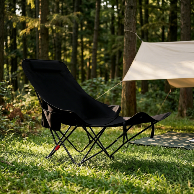 BILIMO 캠핑 의자 초경량 접이식 릴렉스 체어 낚시 피크닉 아웃도어 캠핑체어, 1개, 블랙