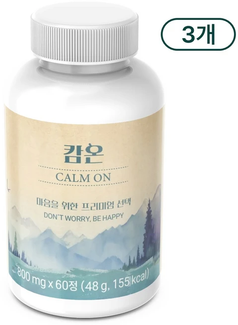 마음건강엔 캄온 의사 약사 공동 개발 올인원 제품(L-테아닌 세인트존스워트 L-트립토판 마그네슘 가바 비타민D) 800mg x 60정, 180개, 90회분 - 쿠팡