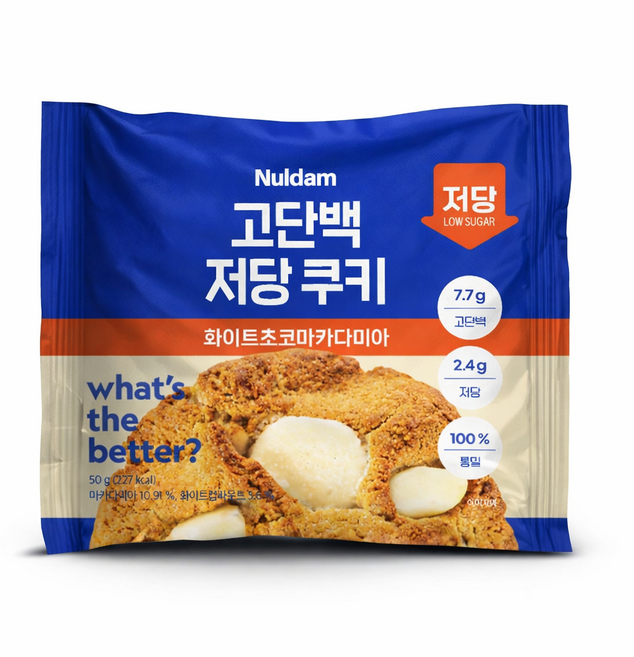 널담 고단백 저당 쿠키 화이트초코마카다미아, 12개, 50g