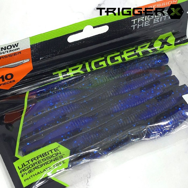 라팔라 트리거엑스 5인치 미노우 웜 광어다운샷 광따 배스 루어, 1세트, 6.8g, BKBS