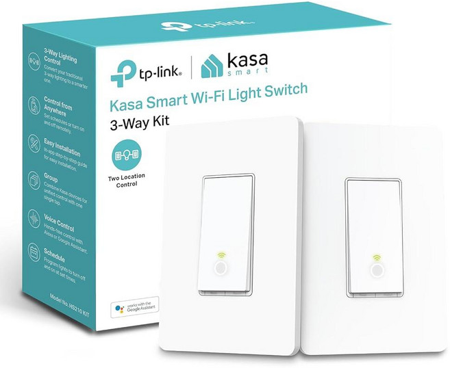 TP-Link Kasa Smart HS210 KIT 3방향 스마트 스위치 키트 Wi-Fi 조명 스위치는 알렉사 및 구글 홈과 함께 작동 중성선 필요 허브 필요 없음 UL, 2개입, 오리지널 버전