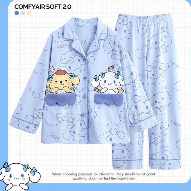 GOYES 산리오 잠옷세트 쿠로미 시나모롤 폼폼푸린 파자마 홈웨어 상하복