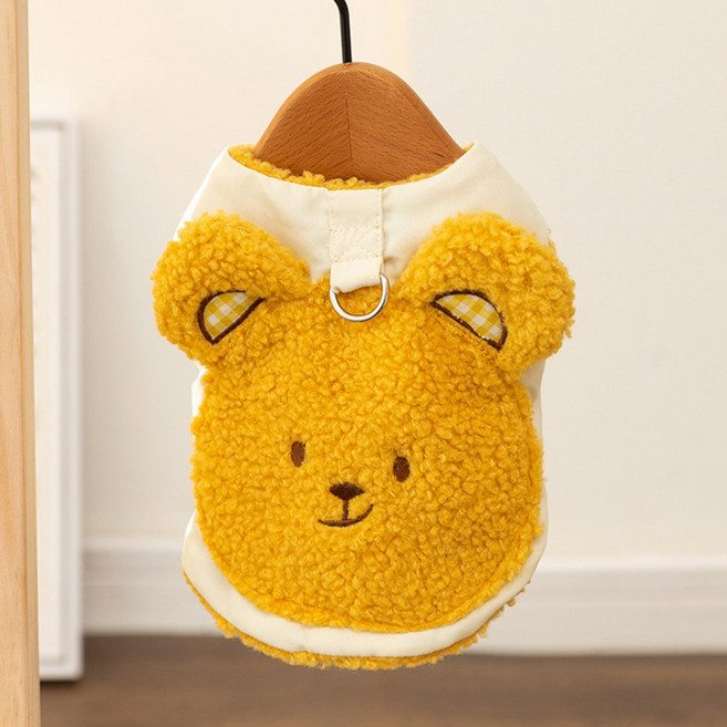 숑숑펫 반려동물 빅 베어 이너 뽀글이 조끼, 1개, 옐로우