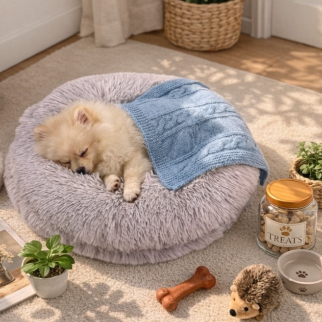 노바마켓 꿀잠자는 쿠션 강아지 쿠션 방석, 1개, 그레이