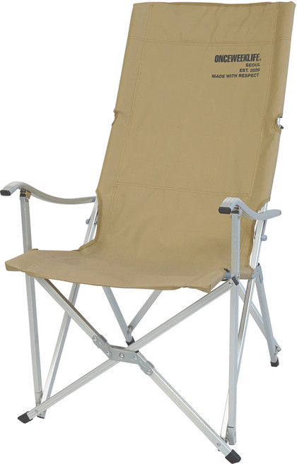 원스위크라이프 롱 릴렉스 캠핑의자 특대 실버프레임, 베이지, 1개