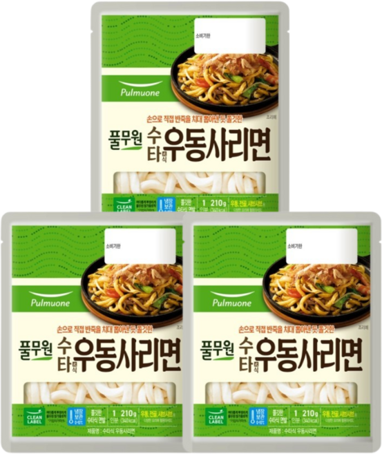 풀무원 수타우동사리면 210g, 3개