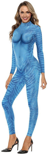 아바타 튬 할로윈 프레 블루 블루엘프 점프수트 연극 수어사이드스쿼드 파티의상