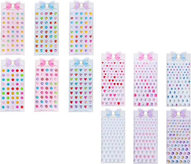 케이엠 반짝이 데코 큐빅 DIY 네일 페이스 꾸미기 패키지, 1세트, 12종