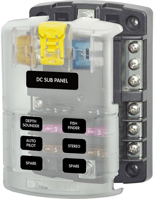 블루 씨 시스템즈 5034 ST 블레이드 퓨즈 블록 12 회로 100암페어, 5 6 Circuit + Neg, With cover