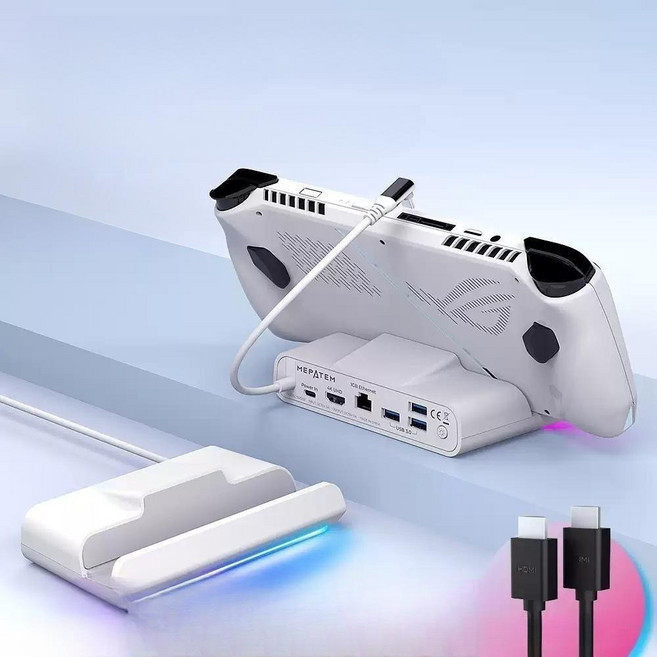 게임 패드 도킹 스테이션 충전독 RGB, 1개, 블랙, 화이트, ROG Ally용 30W 흰색 RGB