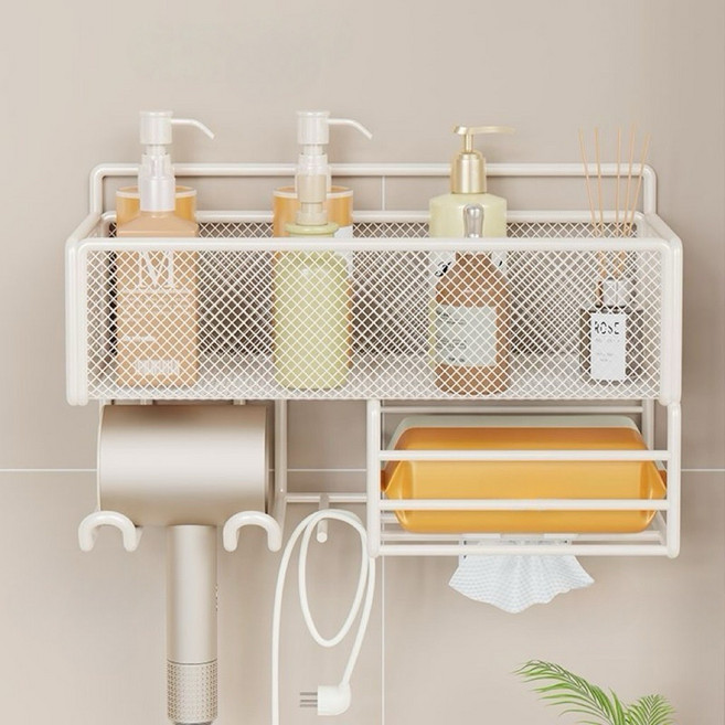 담이즈 다용도 무타공 바스켓 수납 선반, 1개, 화이트