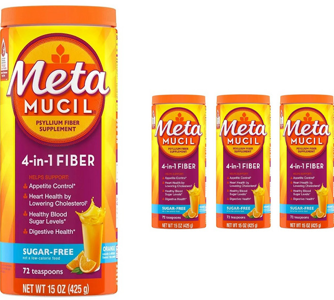 메타무실 4-In-1 멀티헬스 실리엄 허스크 데일리 파이버 오렌지 스무스, 4개, 425g