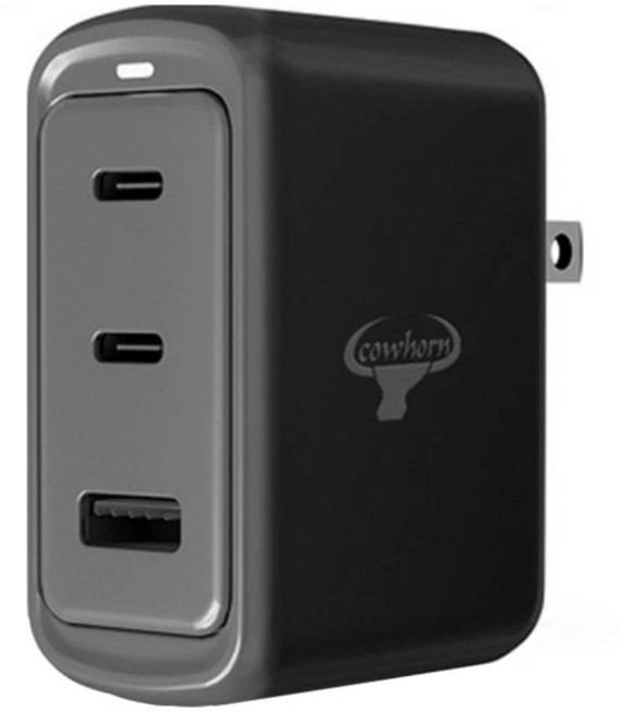 牛角 70W 氮化鎵電源供應器 2C1A 多協議兼容 智能溫控 快速充電, 黑色, 1個