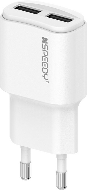 스피디 2포트 5V 2A 저전력 저속 USB 멀티 충전기, 1개, 화이트