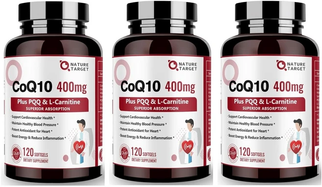 Nature Target CoQ10 코엔자임 400mg 120캡슐 x3, 120정 - 쿠팡