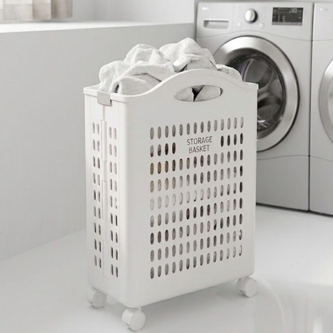원블리스 이동식 틈새 세탁바구니, 화이트