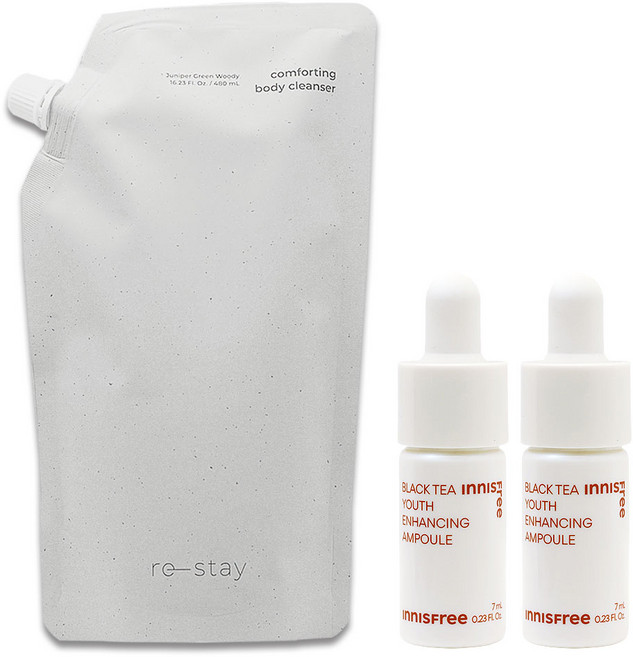 이니스프리 리스테이 컴포팅 바디 클렌저 480mL(리필)+(블랙티 앰플7mlx2개 증정), 480ml, 1개