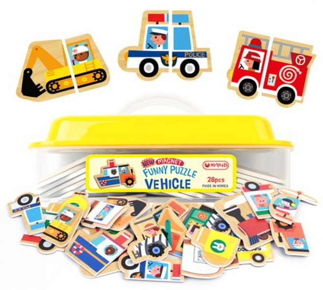 자석나라 NEW 자석 퍼니 퍼즐 탈것 판퍼즐, 2개, 28피스