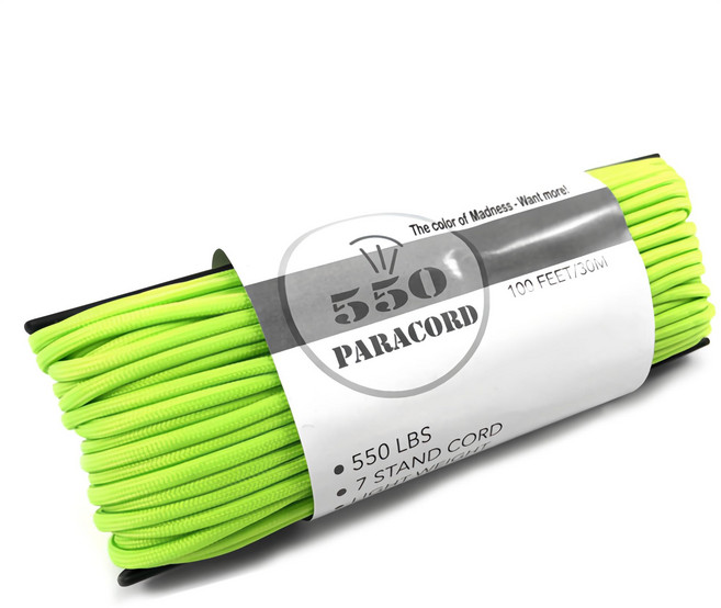 550 LBS 傘繩 7芯軍規拉力繩, 亮綠, 1個