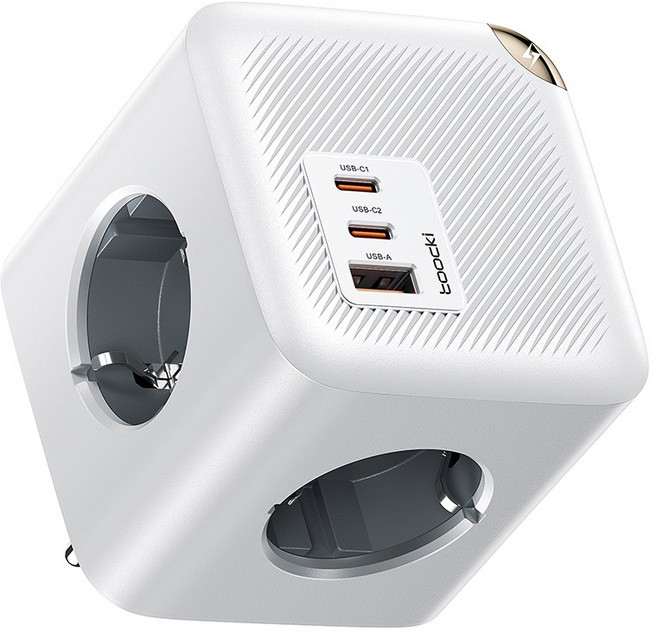 Toocki GaN C타입 PPS 2C1A 3포트 4구 4000W 접지형 초고속충전 고용량 큐브 멀티탭 콘센트 C28, 1개, 화이트, 0cm