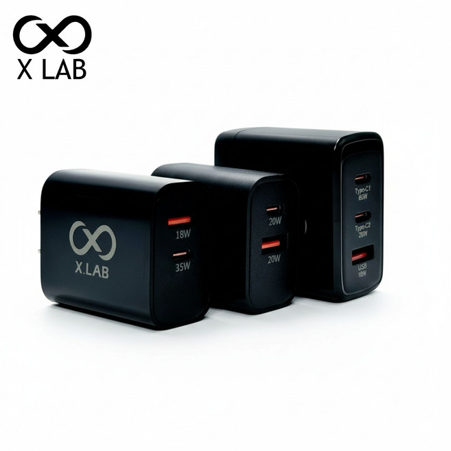 X.LAB 多孔氮化鎵充電器, 黑色, 1個, 35W(1C1A-支援25-40W快充)