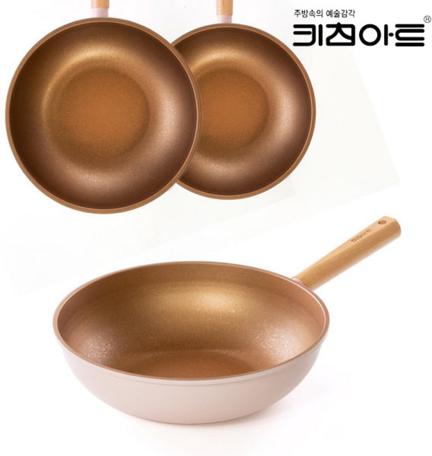 키친아트 골드 인덕션용 궁중팬 튀김팬 웍 30CM 단품, 1개