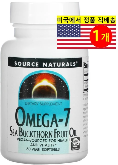 Source Naturals 소스 내추럴스 산자나무 열매 오일 오메가7, 1개, 60정 - 쿠팡