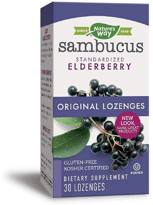 네이쳐스웨이 Sambucus 표준화된 엘더베리 비타민 C 오리지널 로젠지 30개, 1개, 30정 1통, 30정 - 쿠팡