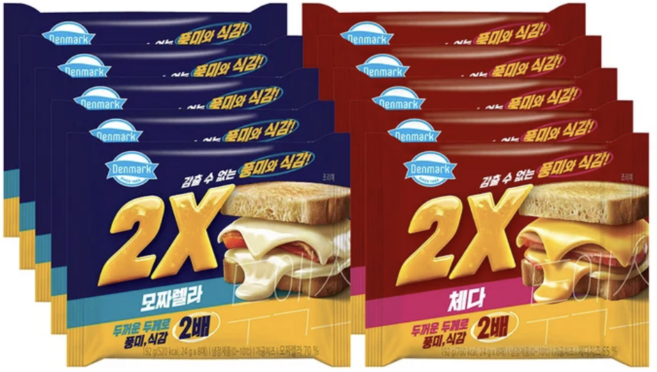 덴마크 X 모짜렐라 체다 치즈 슬라이스 19g x 각 총 1.9kg, 1세트, 1.92kg