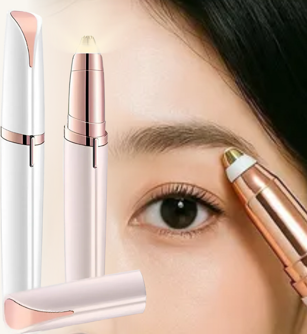 루비엔 LED 전동 눈썹정리기 눈썹칼, 클린화이트+로즈핑크