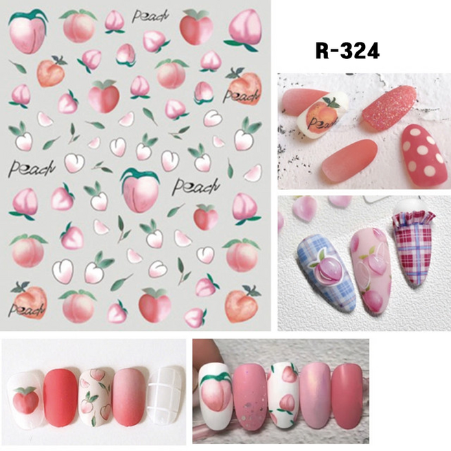 네일스티커 스마일 복숭아 M&M 귀여운 네일데칼 캐릭터 워터데칼 썬플라워 엠엔엠, 1개, R324