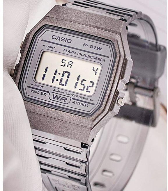 카시오 클래식 디지털 전자시계 투명 클리어 그레이 WS-8