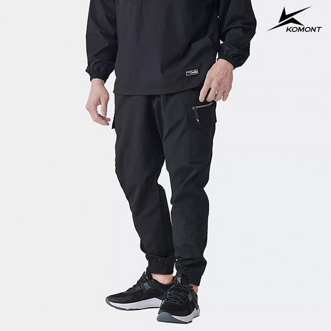 [코몽트] 남성 밴딩 조거 카고 팬츠 블랙