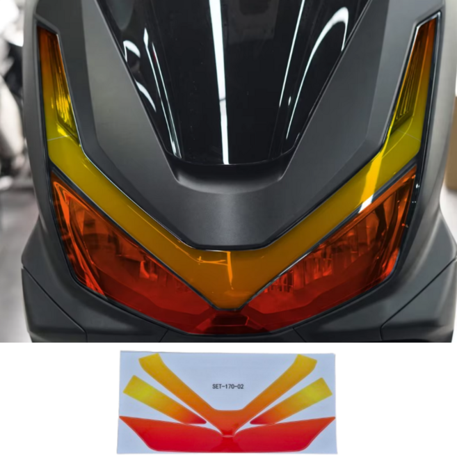 PCX 25년식 튜닝 스티커 라이트 필름 라이트데칼 튜닝용품, 레드옐로우, 1개