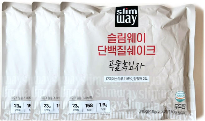 슬림웨이 단백질 쉐이크 곡물 흑임자 7p, 3개, 315g