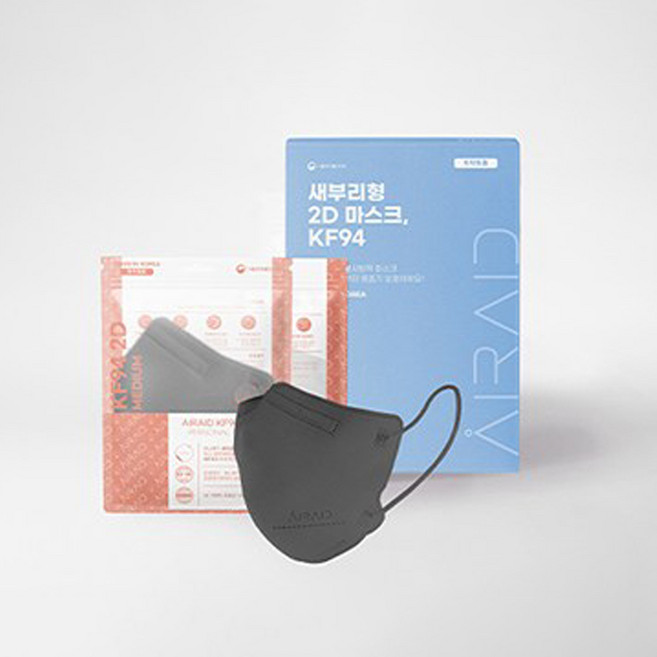 에어에이드 40매 국산 KF94 마스크 중형 새부리형 여름 일회용 컬러 마스크, 중형 다크그레이 40매