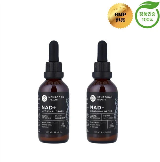 1+1 뉴로간 헬스 NAD+ 리포소말 드롭 야생 베리 300mg 60ml, 2개 - 쿠팡