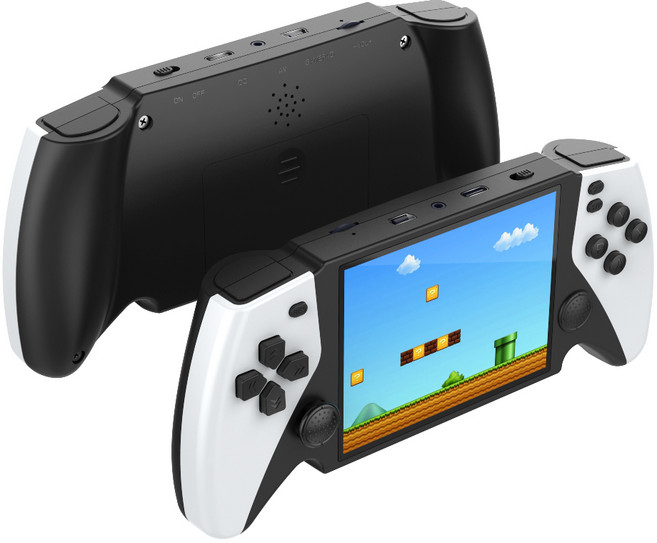 PYHO 3.8인치 HD 대화면 레트로 게임기 666개 게임 휴대용 미니 게임기, 화이트&블랙-단독 게임기