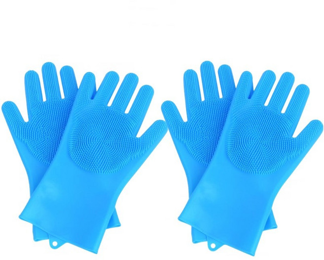 케어웰펫 애견 목욕장갑 고양이 물림방지 죽은털 제거 보호장갑, M-블루, 2세트