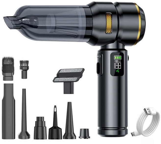 차량용 무선 진공청소기 브러시리스 고출력 LED 디지털 디스플레이, 6704B 블랙 골드-17000pa 브러시리스 진공 청, 기본 모델명/품번