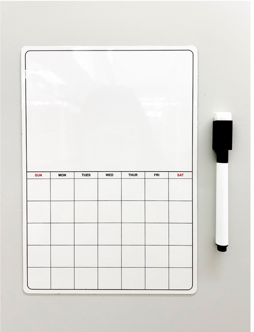 미니 일정 메모 자석보드 달력 월간 접착 스케줄 화이트 보드 + 자석 보드펜 3종포함, 화이트 미니 보드