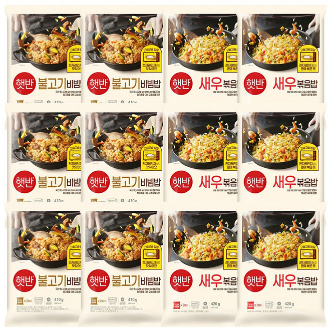 cj제일제당(주) 비비고 새우볶음밥420gx3개+비비고 불고기비빔밥403gx3개, 412g, 12개