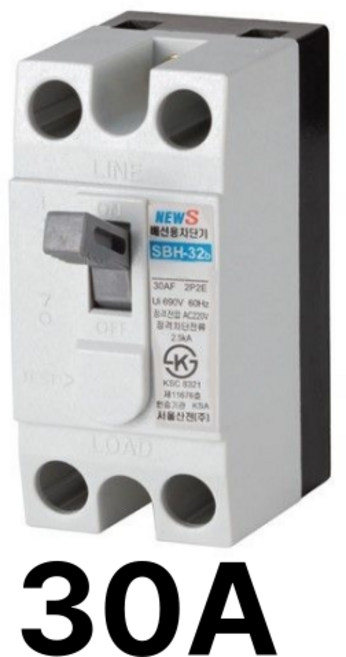 서울산전 산업용 배선차단기 SBH-32b 30A 2P 소형 단상, 1개