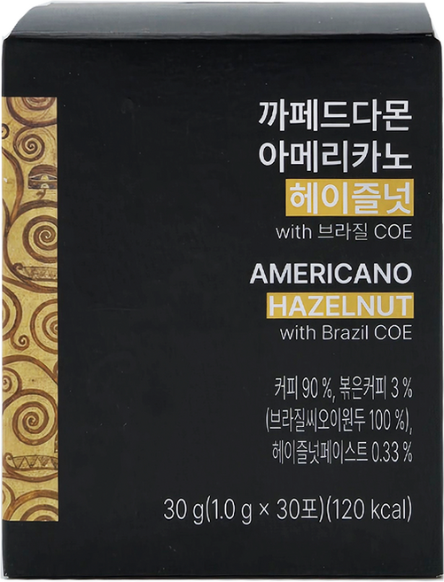 암웨이 까페드다몬 아메리카노 헤이즐넛, 1g, 1개, 30개입, 1g